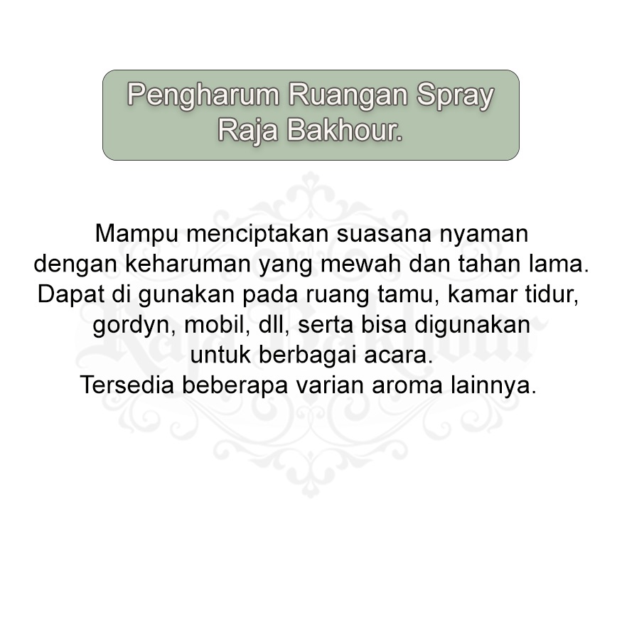 Air Freshner Bakarat 250ml Non Alkohol Pewangi Ruangan Bacarat