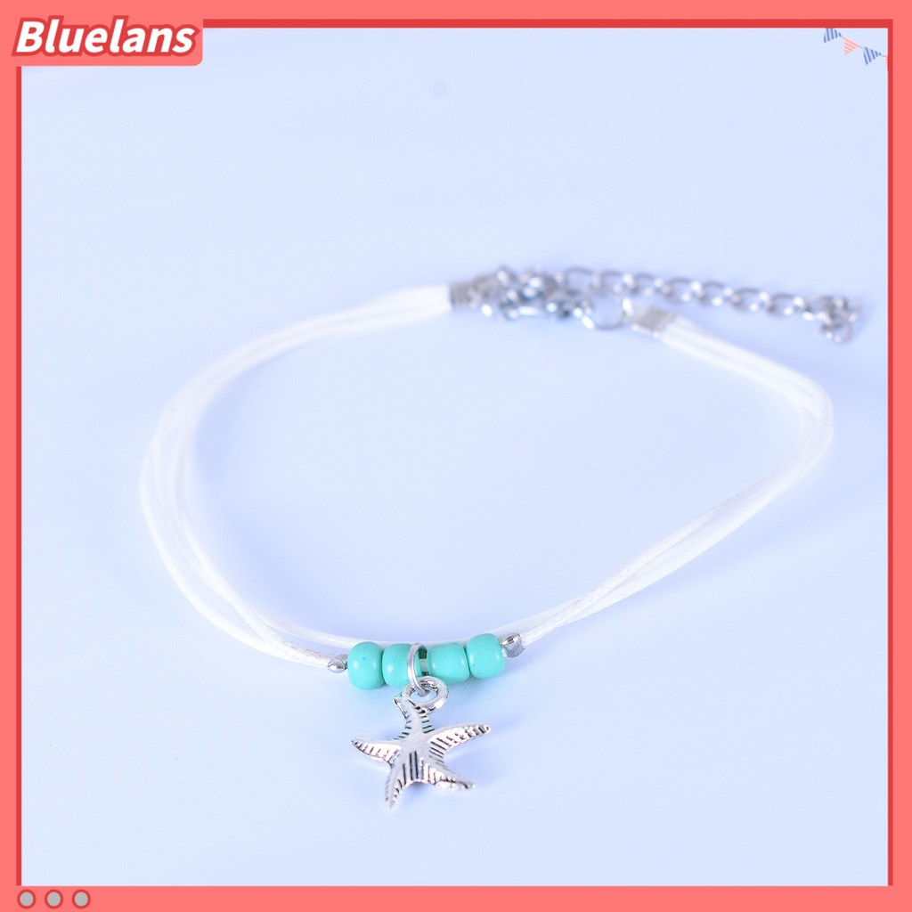 Bluelans Boho Multi-layer Sea Star Pendant Beads Adjustable Anklet Women Jewelry Bracelet