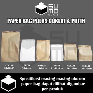 KANTONG Paper Bag Polos Putih & Coklat / Kantong Kertas Bungkus Roti Gorengan Aksesoris [ECER]