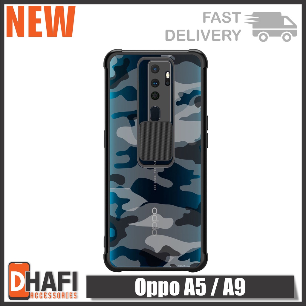 Case Oppo A5 / A9 2020 Softcase Slide Army Camera Protect Cover Slide Armor Bumper