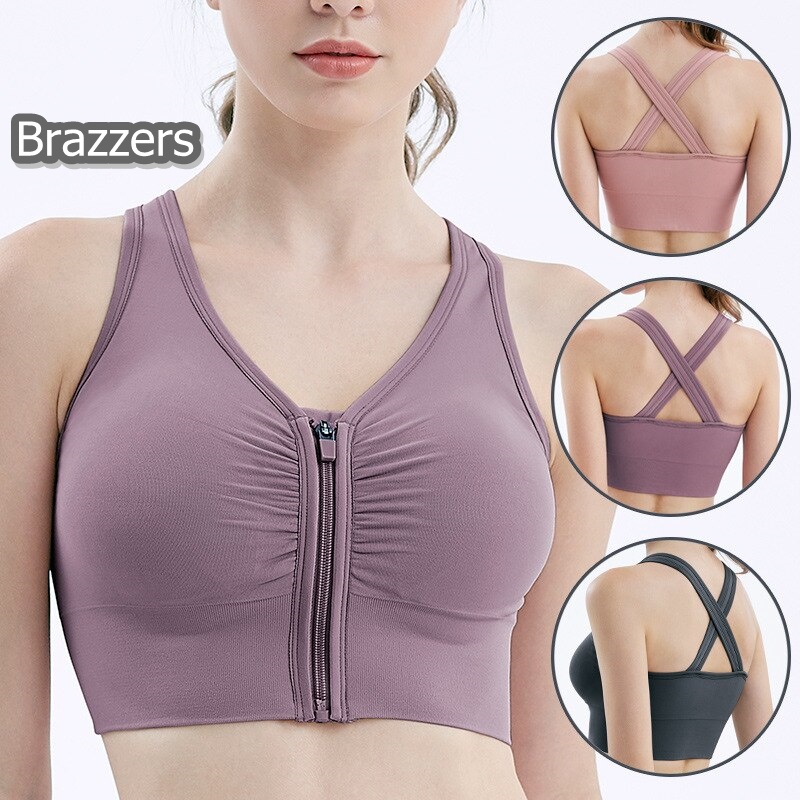Sport Bra Gym Bra Olahraga Wanita Sports Bra Ukuran 32 34 Remaja Bukaan Resleting Sleting Zipper Dep