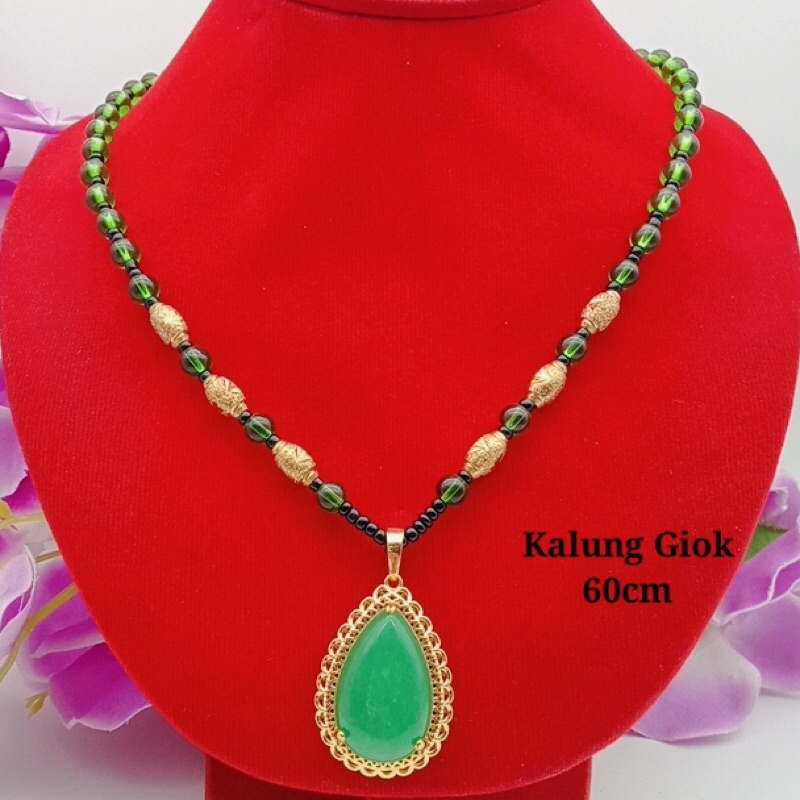 kalung wanita/pria liontin lapis mas permata giok impor Termurah star+