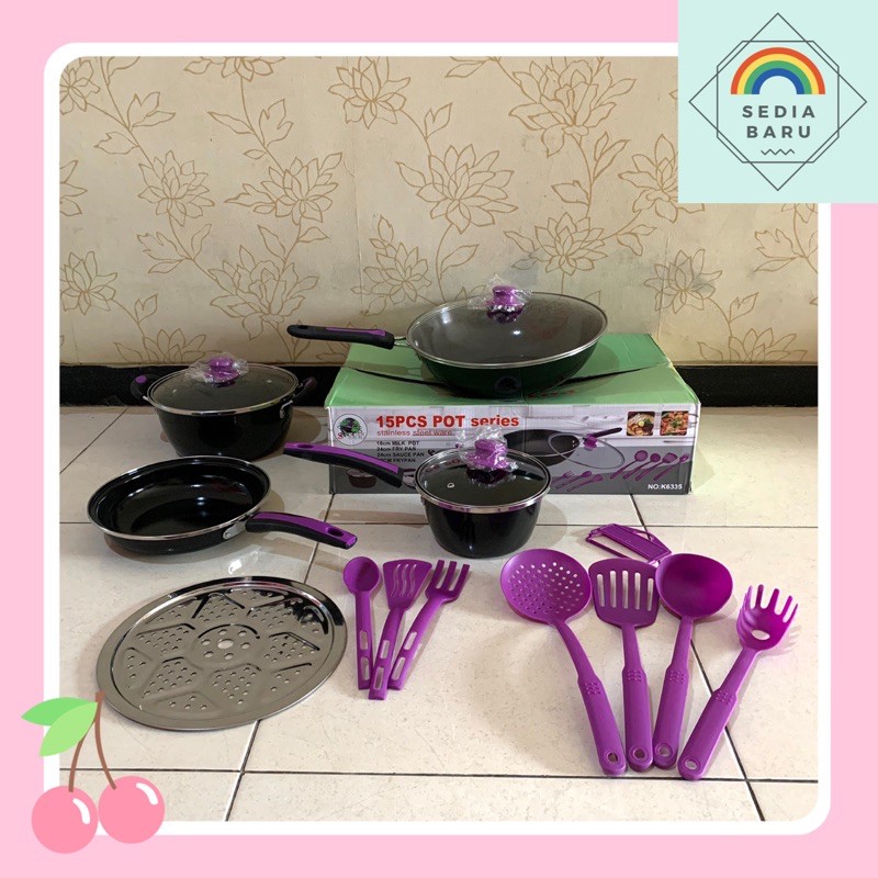 Panci cookware set 15 pcs stainless steel