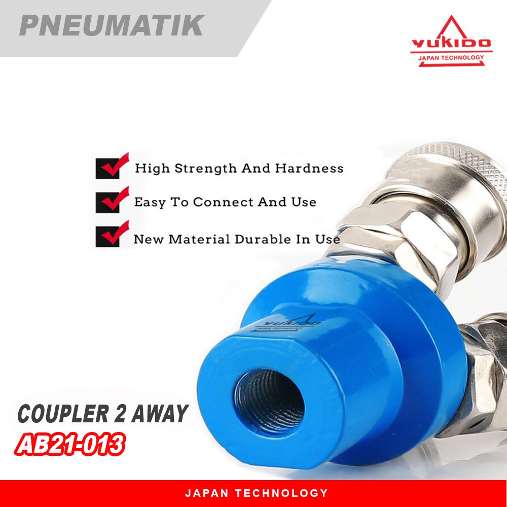 YUKIDO Quick Coupler CABANG DUA  Adapter Sambungan Selang Kompresor Angin