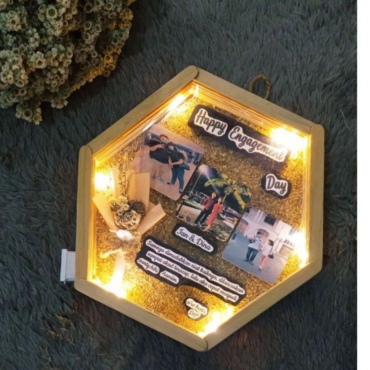 

✣ FRAME HEXAGONAL LED/HEXA FLOWER/KADO MURAH/KADO BIRTHDAY/GRADUATION/WEDDING/ENGAGEMENT ✣