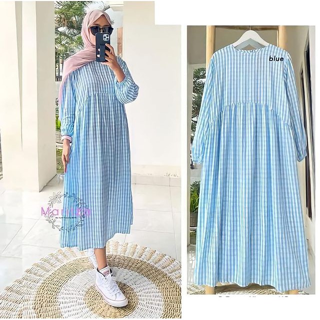 NEW- Amalia Long Tunik Kotak-Kotak / Tunik Motif Katun Kotak / Tunik Terbaru / tunik wanita jumbo