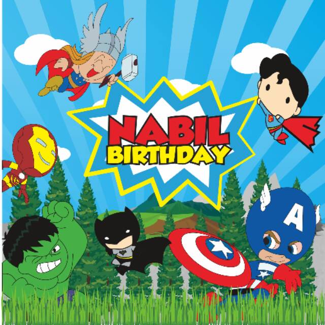 

Paket 2 ulang tahun avanger baby nabil