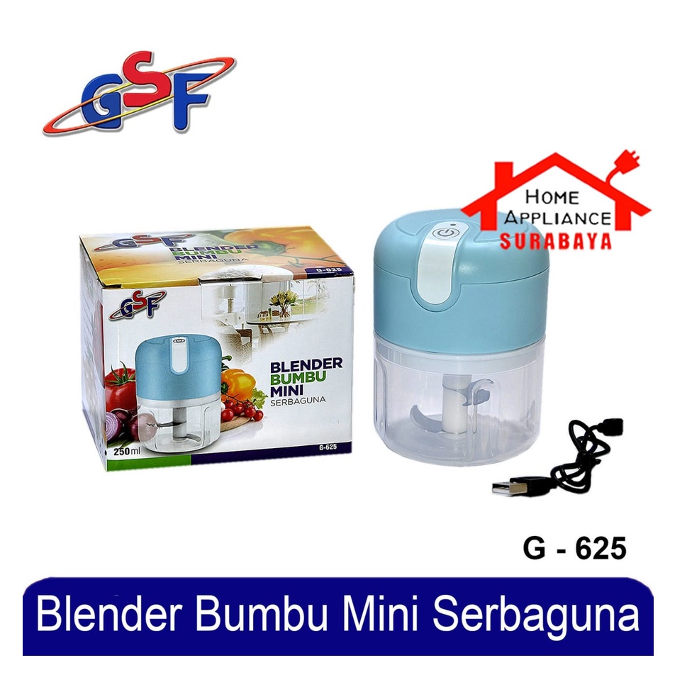 Mini Chopper Processor Portable Electric Rechargeable USB - Blender Bumbu Dapur Sayur Buah Mini Elektrik 250 ML GSF G 625 / GSF 30051