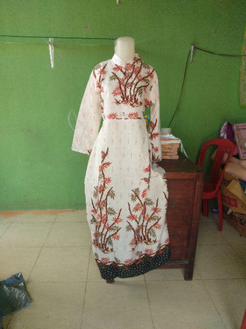 Baju Batik Couple Gamis Batik Keluarga Sogan Modern Bi3 Motif Bambu Terbaru