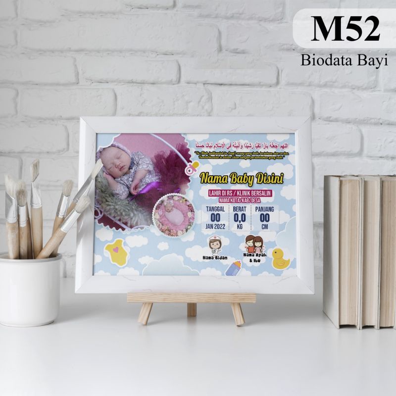 Bingkai foto pigura Biodata Bayi ukuran 20x30