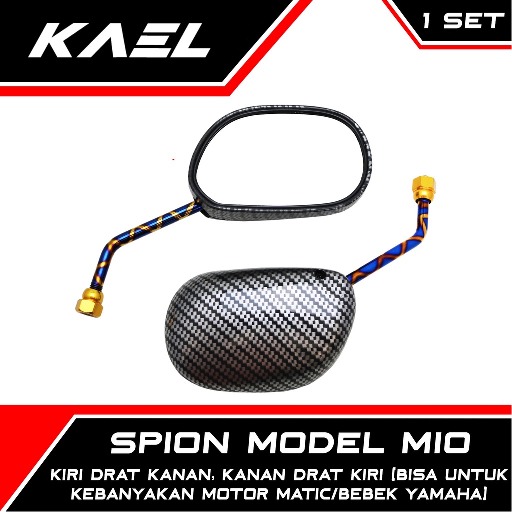 Spion Standar-Carbon Yamaha Mio Lama-Smile-Sporty-J-M3-Z-S/Soul GT 115-125 New/X-Ride/Vega-R-ZR-RR New/Jupiter-MX-Z-Z1/F1ZR/Force 1/Fino F1-FI Blue XX-Two-2 Tone-Bluexx Karbon