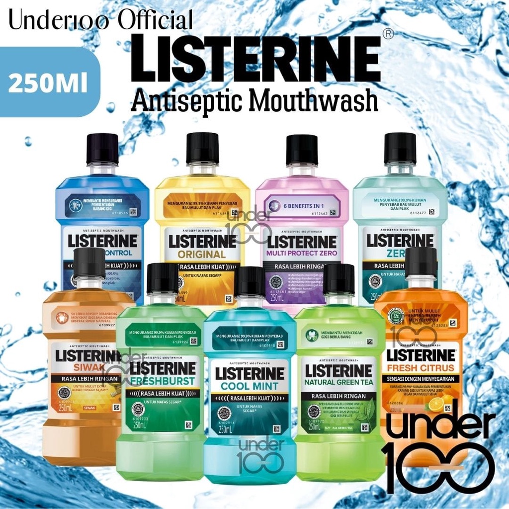 ❤ Under100 ❤ LISTERINE Antiseptic Mouthwash Obat Kumur Antiseptik 250ml