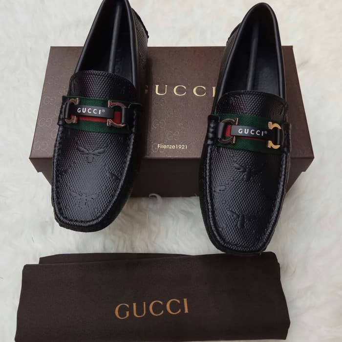 sepatu loafers gucci pria kulit asli 