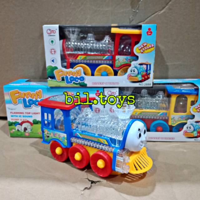 MAINAN KERETA THOMAS FUNNY LOCO BATRE LAMPU