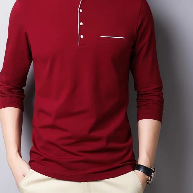 ☝ 5 WARNA/UKURAN L-XL-XXL-3XL/TERBARU BAJU KAOS PRIA LEHER KOKO/BAJU PRIA LENGAN PANJANG/AVATAR ☃