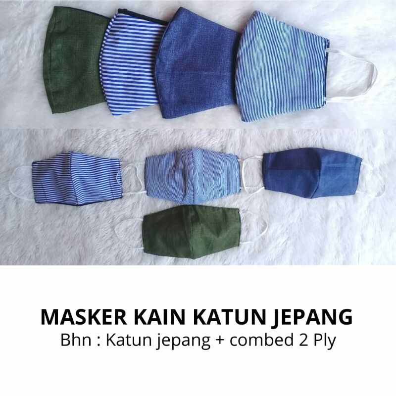 Masker Kain Duckbill Earloop/Headloop Katun Jepang Motif + Katun Combed Polos (2 Ply) Premium Murah