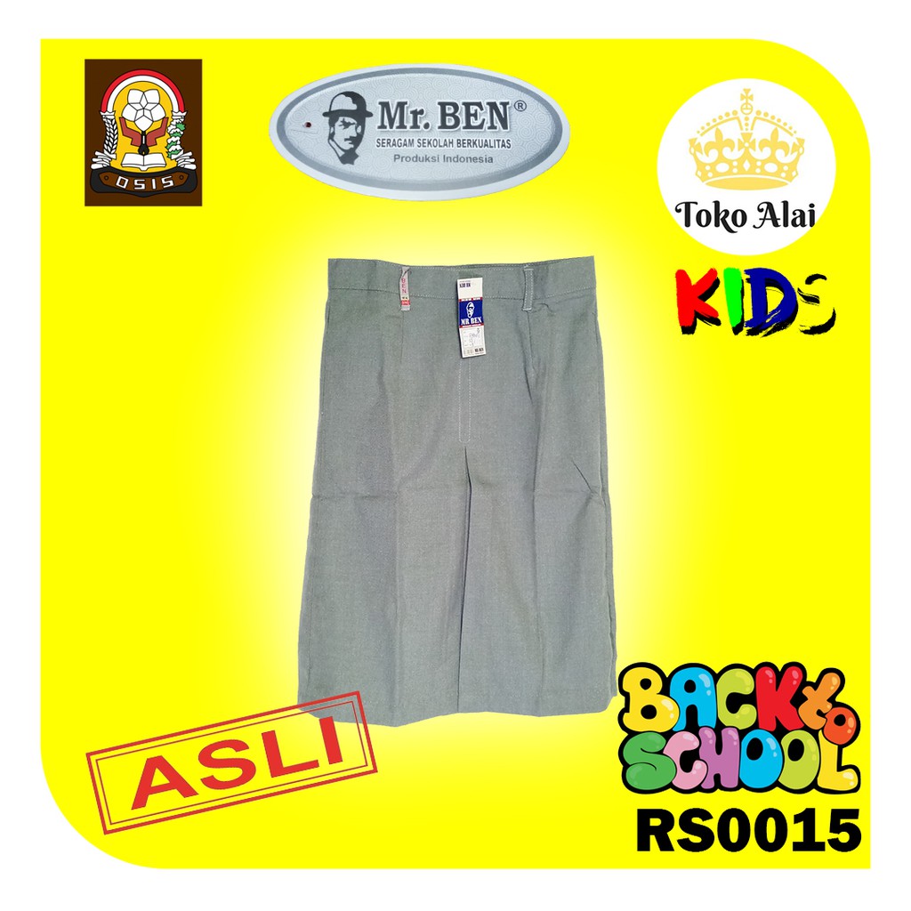 Seragam Sekolah Rok Pendek Span Abu- abu SMA Belah 1 Rok Sekolah SMA abu Pendek MR.BEN RS0015