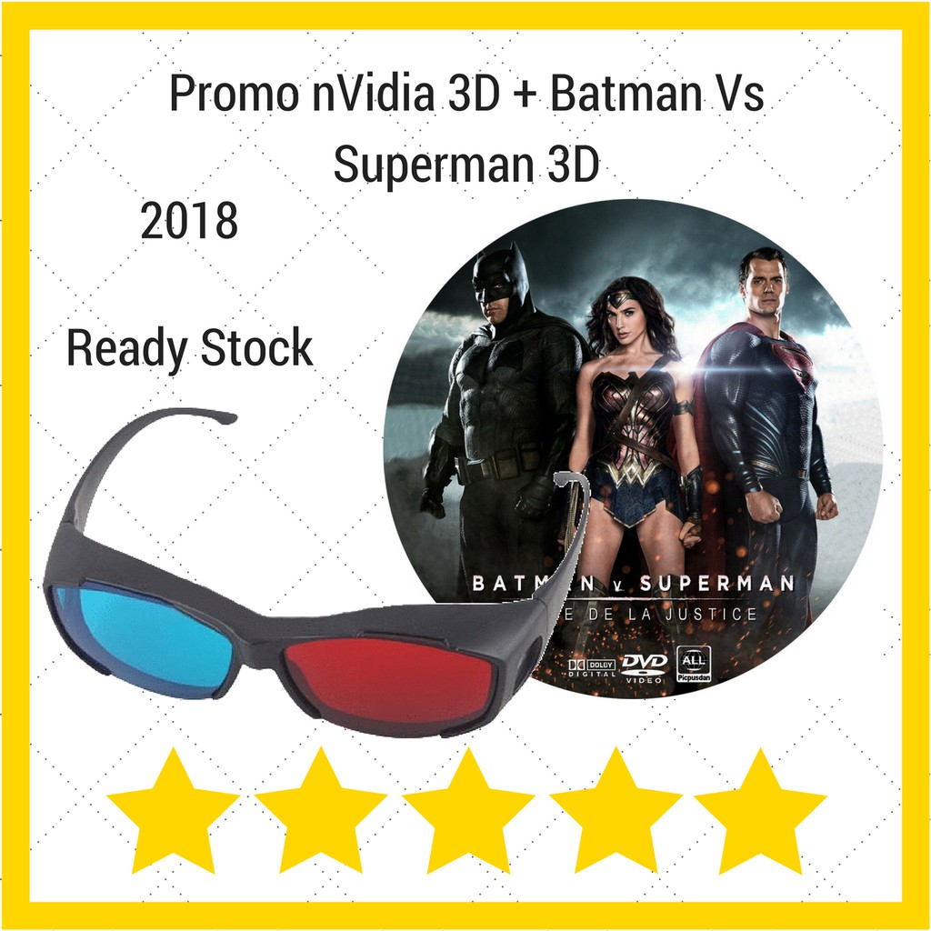 Kacamata 3D NVidia dan Film 3D Batman Vs Superman Anaglyph 3D Red Cyan Promo