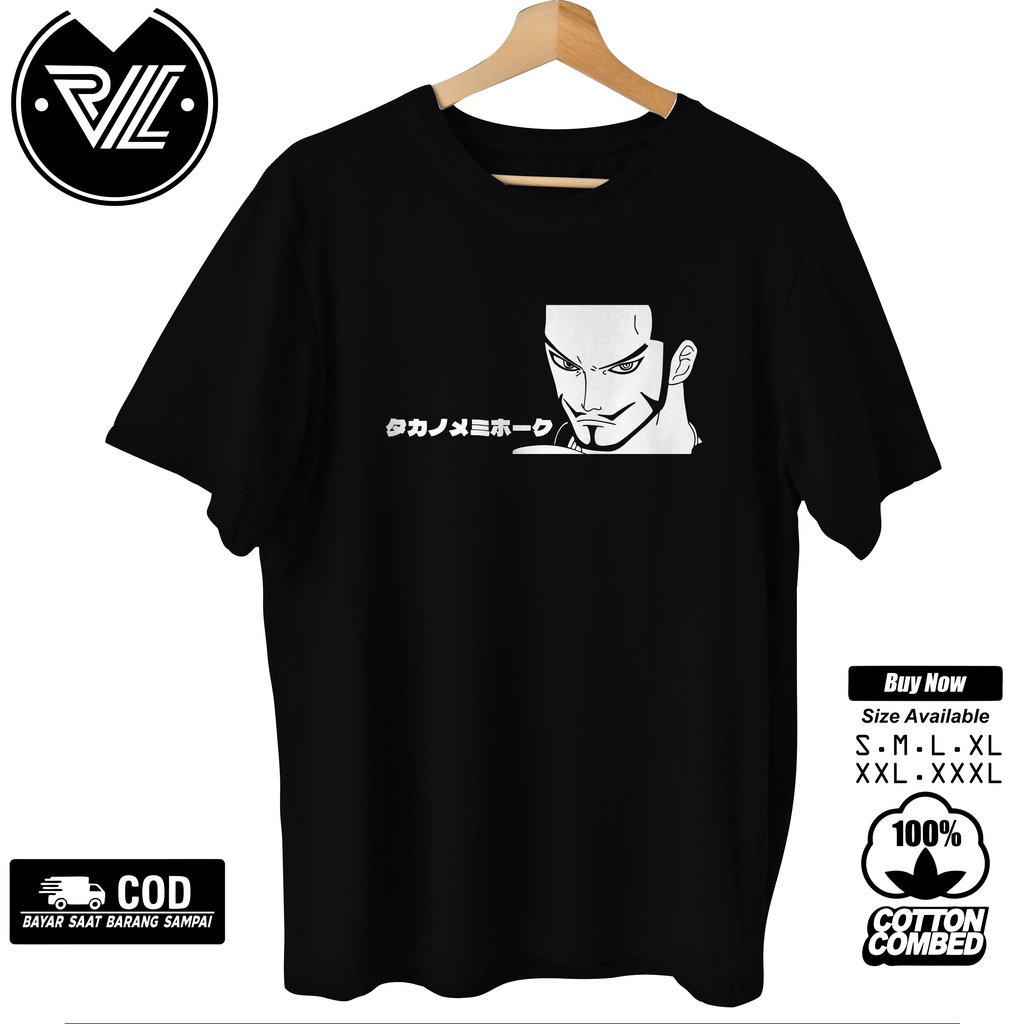 Sale Tshirt Baju Kaos TAKANOME MIHAWK MATA ELANG / Kaos One Piece / Kaos Bajak laut / Kaos Anime Jap