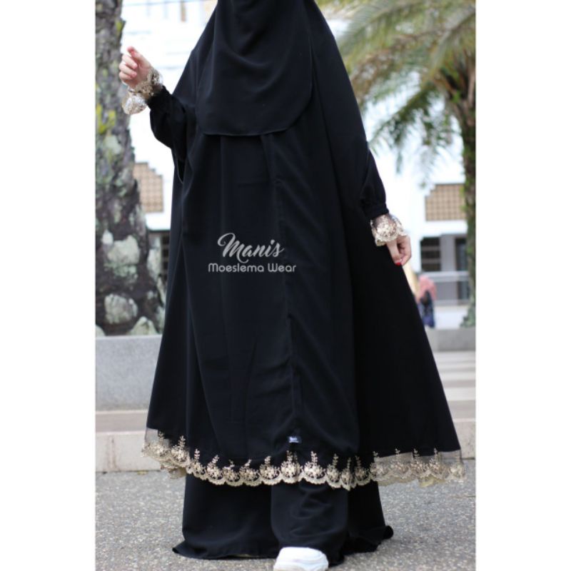 Khimar Jetblack Jumbo Renda anggur