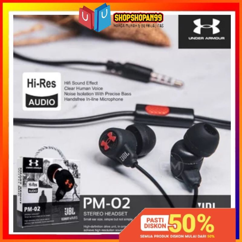 Headset Earphone JBL PM-02 Stereo -Handsfree Hf JBL PM-02 Stereo Bass - S99