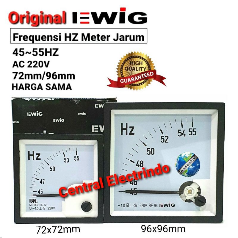 Frekuensi/Frequency HZ Meter Jarum 45~55HZ AC 220V EWIG.