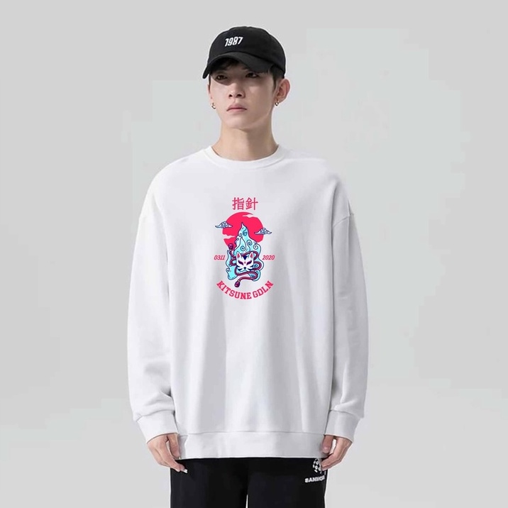 Sweater Crewneck Pria Kitsune Golden Fleece Size M - XXL
