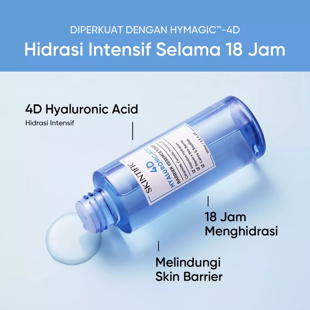 SKINTIFIC 4D Hyaluronic Acid (HA) Barrier Essence Toner (100ml &amp; 20ml) Hydration Toner Defeat Dryness In10S  Toner Pelembabab