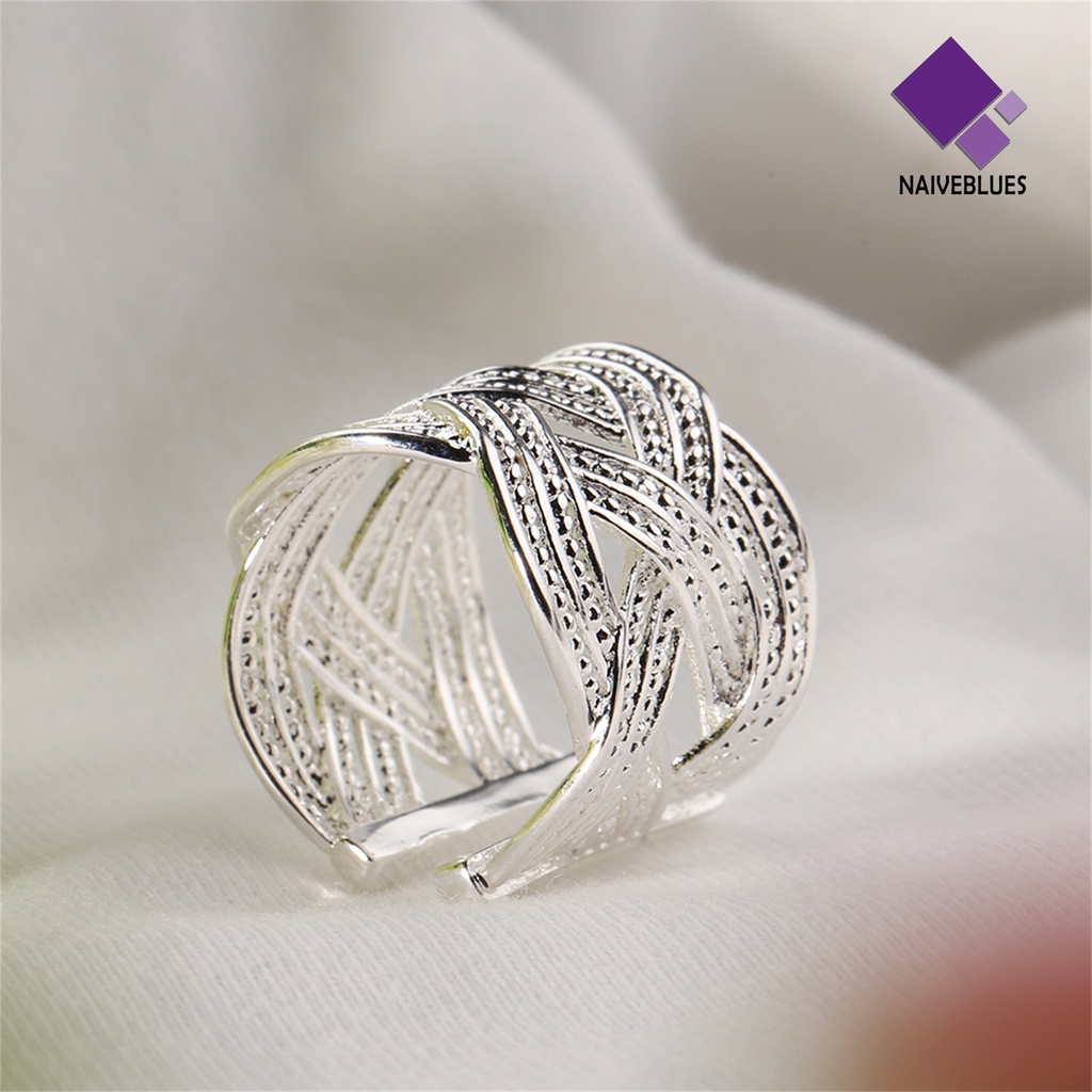 Cincin Model Terbuka Bahan 925 Silver Plated Untuk Wanita