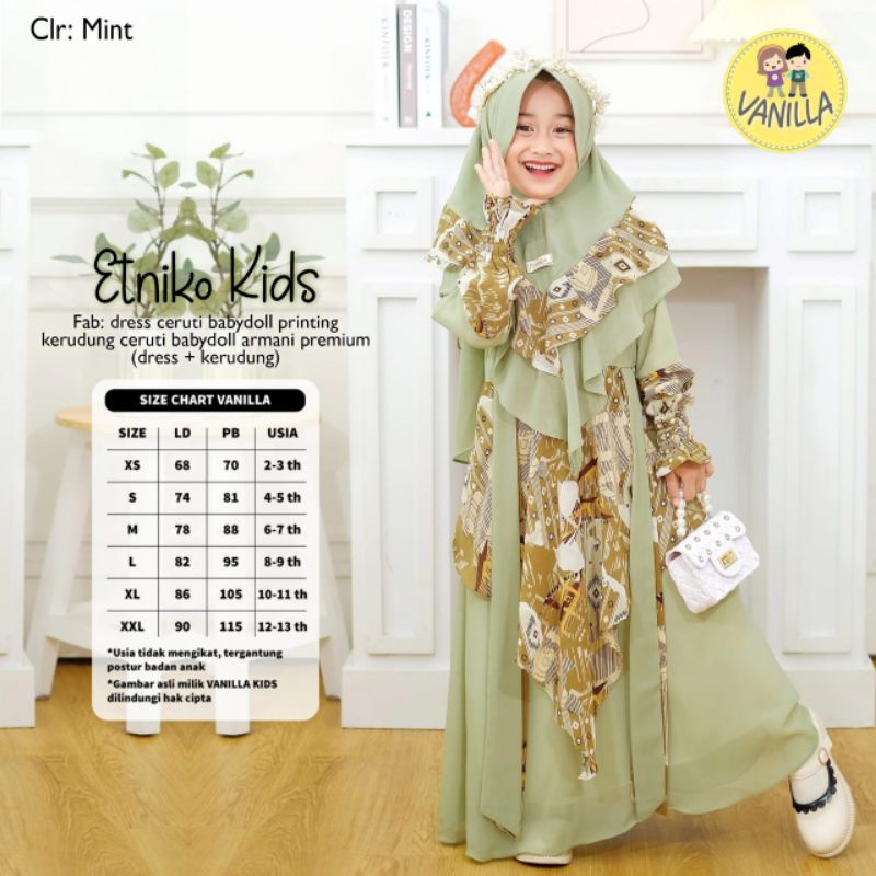 ETNIKO KIDS VANILLA GAMIS ANAK INCLUDE JILBAB