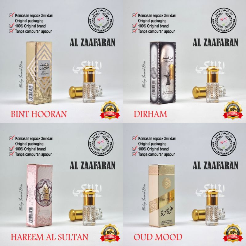 Parfum Repack 3ml Original Al Zafaaran Al Haramain