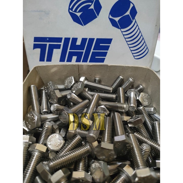 SS 304 / Baut M8x90 / Hex Bolt Stainless M8 Pitch 1,25 Kunci 13