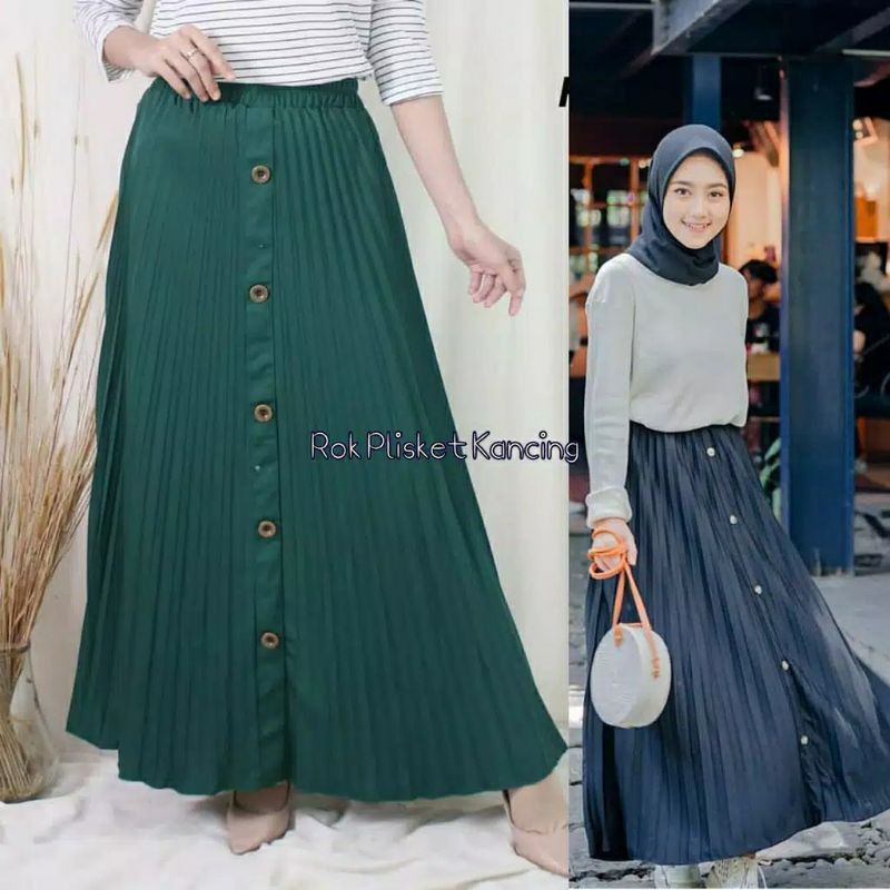 Aulia - Rok Plisket Kancing Premium Jumbo//Rok plisket Kancing