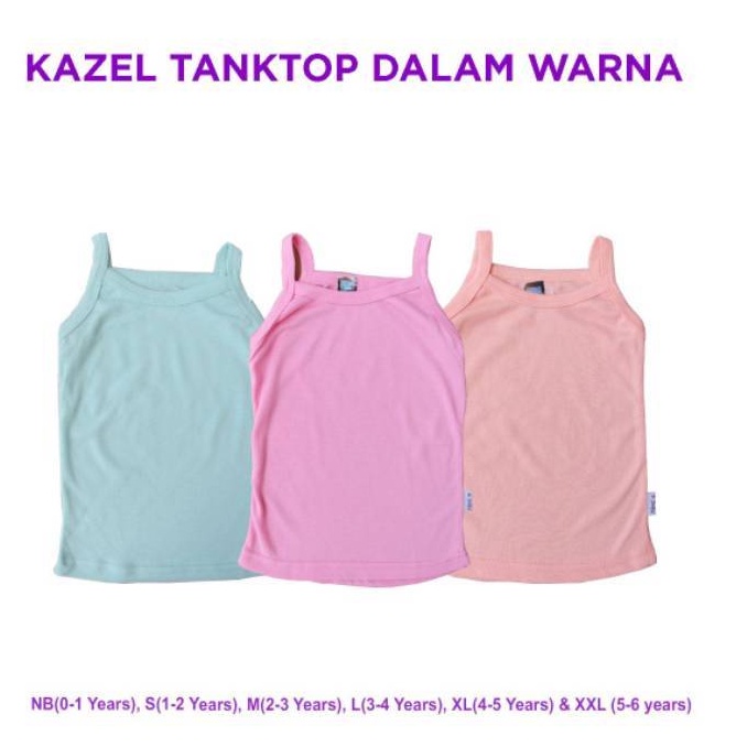 Singlet Kazel Tanktop Mini Warna Kaos Dalam Anak Perempuan 0-12 Bulan