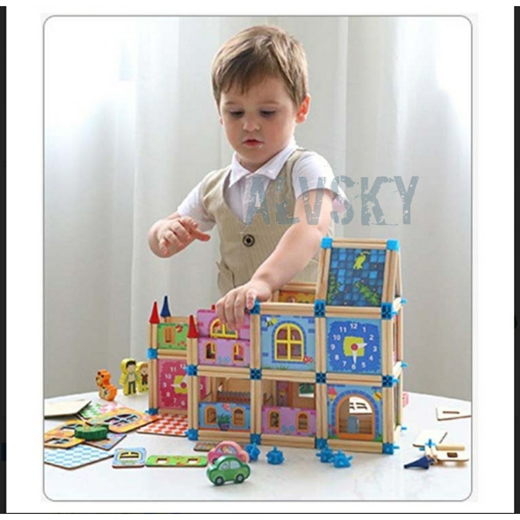 BUILDING BLOCKS WOODEN ARCHITEC / MAINAN EDUKASI ANAK