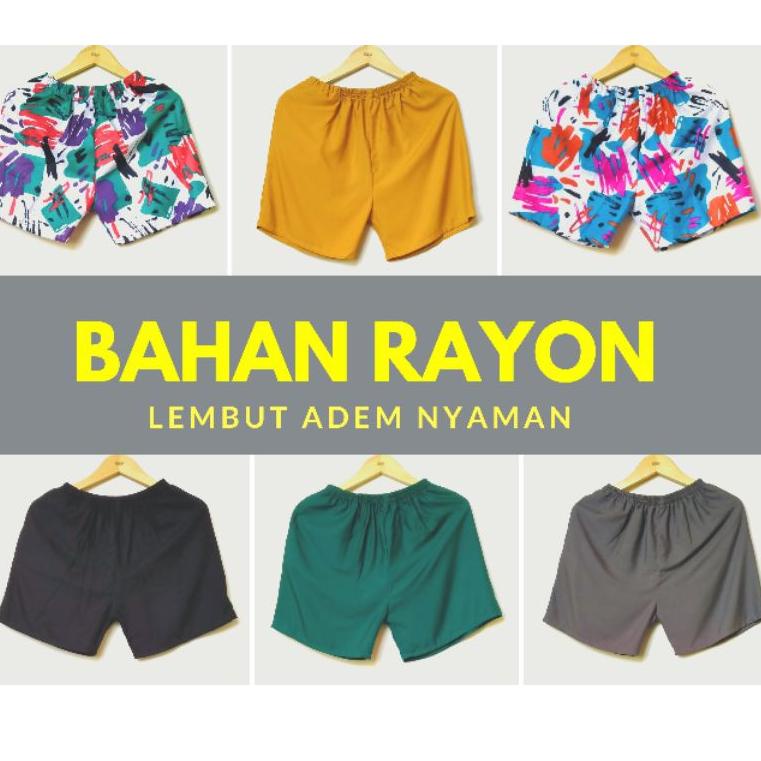 [KODE SNNZU] Celana Kolor Boxer Pria Short Pants Wanita Celana Tidur Pendek Bali Rayon Premium