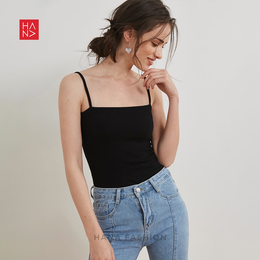 HanaFashion JKT - Miranda Basic Tank Top Simple Polos Wanita - TT029-Black