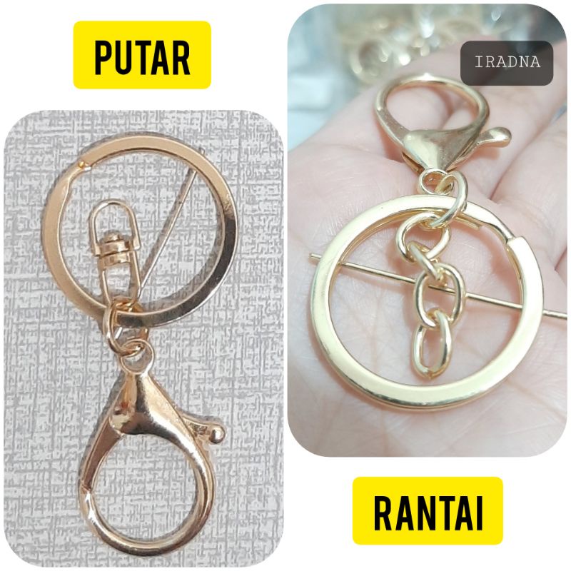 Ring Gantungan Kunci Kokot Udang Keychain + Lobster Clasp Rantai/Putar Bahan Tebal