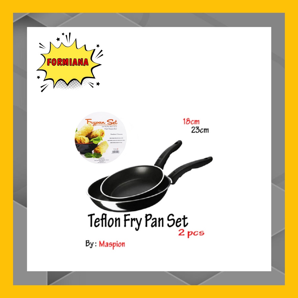 FM - Maspion Wajan Frypan set 2 pcs - 18 cm &amp; 23 cm | Teflon | Penggorengan Anti Lengket