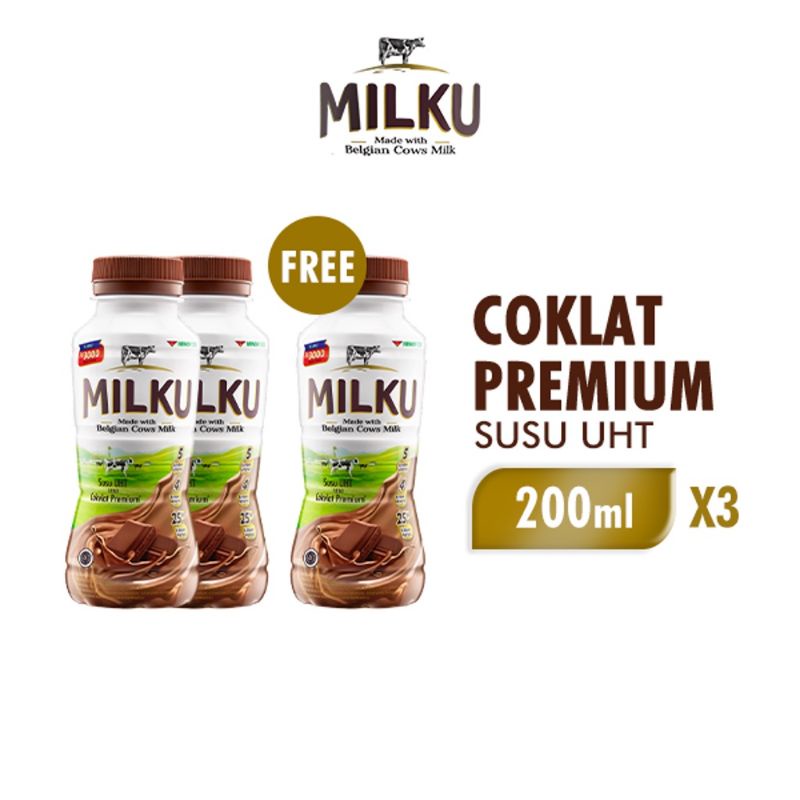 

Milku susu UHT Coklat & Stowbery ( buy 2 get 1 )