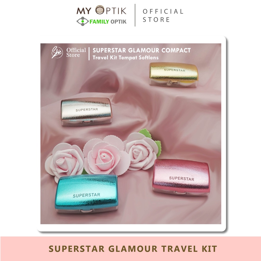 Kotak Lensa Superstar Glamor Compact travel kit tempat softlens