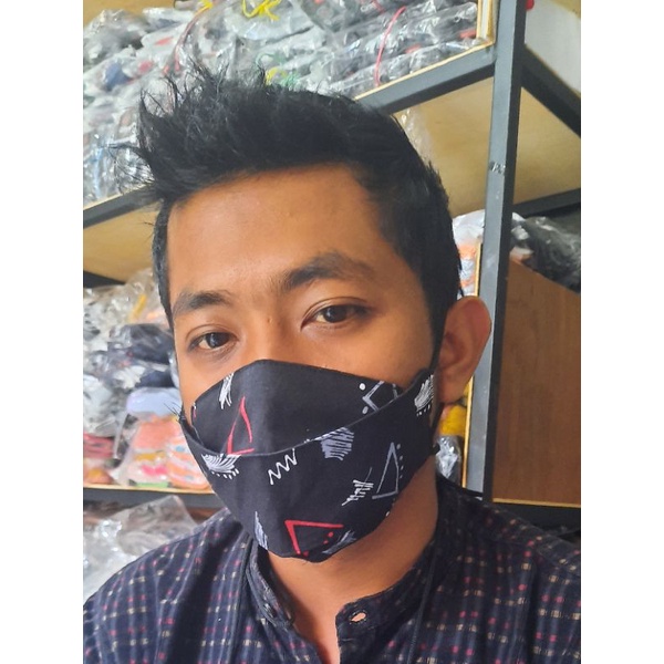 Masker kain 3Dmotif,modelEvo,maskerkain,tali stopper,masker Distro,DEWASA