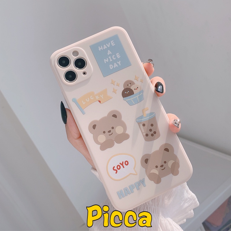 Soft Case Bahan Silikon Tpu Desain Beruang Pepsi Putih Susu Teh Antik Untuk IPhone 7 8 Plus 11 12 13 Pro MAX XR X XS MAX 6 6S Plus SE 2020