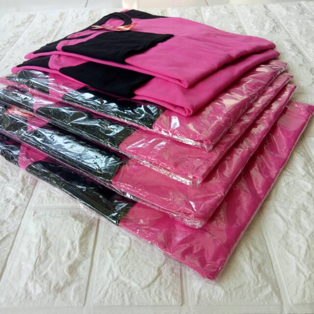 Kaos reglan PINK-HITAM lengan panjang Uk M L XL XXL