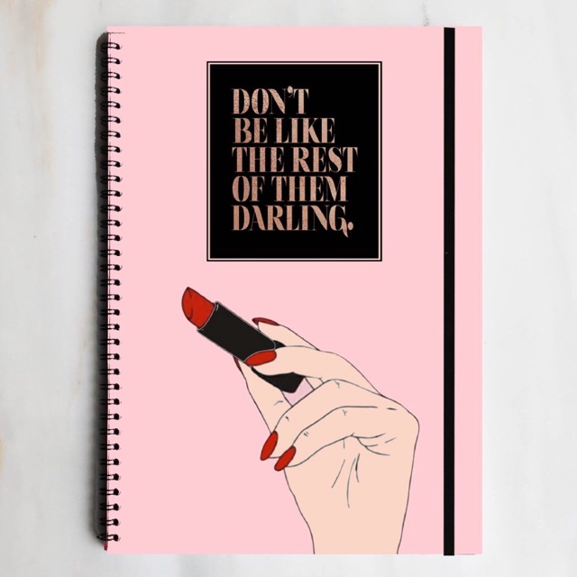 

DARLING LIPSTICK Black Rose Gold Quote Spiral Ruled Notebook Diary Journal Buku Tulis Sekolah Kuliah