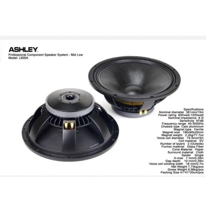 Speaker component ashley L 600 A original 15 inch