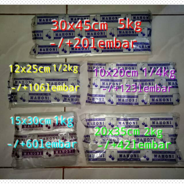 KANTONG PLASTIK ANTI PANAS KUAH 10x20 1/4 KG 12x25 1/2 KG15x30 1 KG 20x35 2 KG 30x45 5 KG