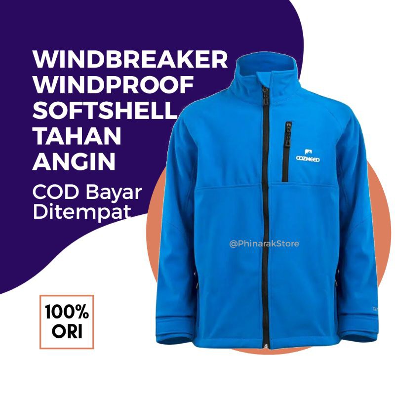 Jaket Outdoor Motor Olahraga Windbreaker Windproof Softshell Cameroon Cozmeed Biru Keren Anti Angin