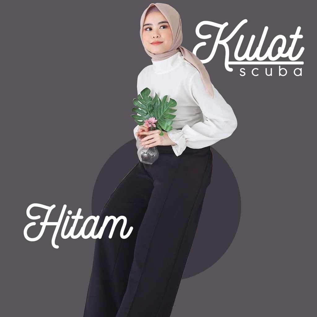 Promo ! All Size 50-80kg JUMBO Ada ✔ KULOT HIGHWAIST ~ Scuba Premium TEBAL, LEMBUT &amp; HALUS | Warna Cantik SHOPEE COD celana panjang wanita/boho/longgar