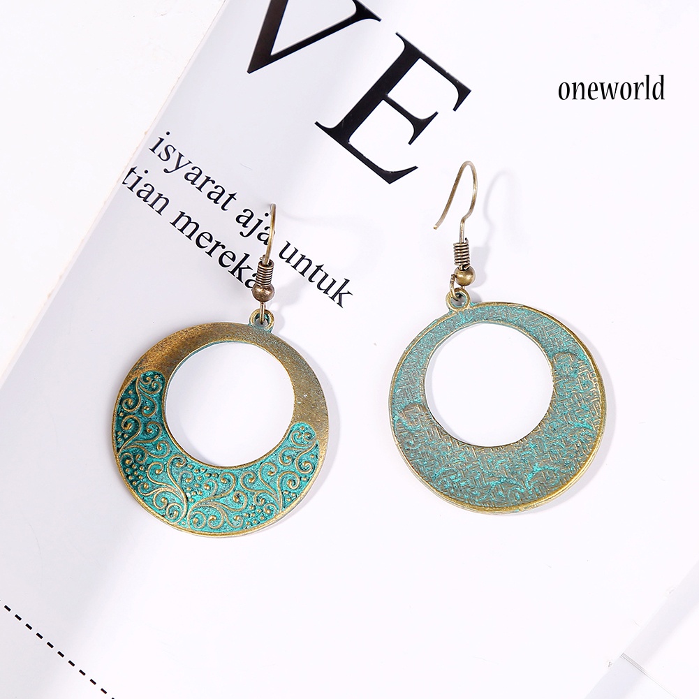 OW# Retro Women Bohemian Ethnic Geometric Dangle Eardrop Hook Earrings Jewelry Gift